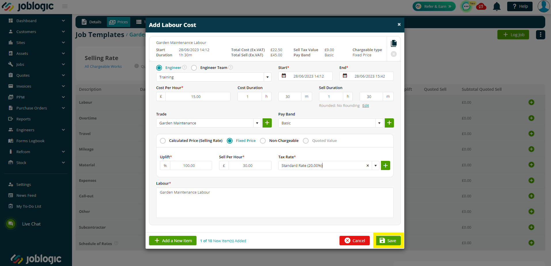 Log Job Templates - User Guide | Support | Joblogic®